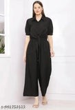 Crepe and polyester sleeveless jumpsuit with shrug for girls in solid color, XS-M sizes from India