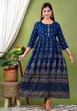 Viscose rayon printed combo kurti, three-quarter sleeves, fashionable for women. Model wearing Banita S, M, L kurtis