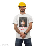 Personalized white cotton blend half-sleeve photo printed t-shirt, customizable with your favorite image