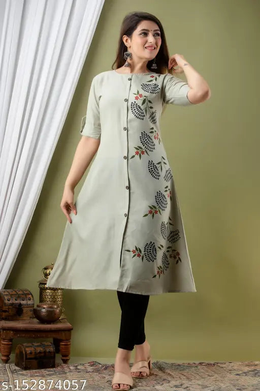 Designer slub cotton printed half-sleeve Anarkali dress for women & girls, ideal for festive parties in India