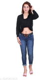 Black net shrug, premium quality self-design three-quarter sleeve for women, XXS to XL sizes available, originating from India