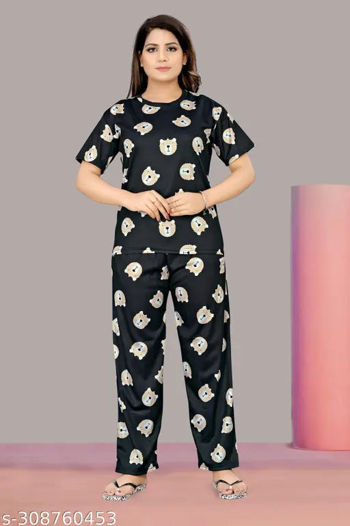 Premium quality polycotton printed nightsuit for women, loose-fitting pyjama and shorts set for ultimate comfort, made in India