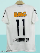 Retro white Neymar jersey, polycotton short sleeves with printed net pattern, size S from India