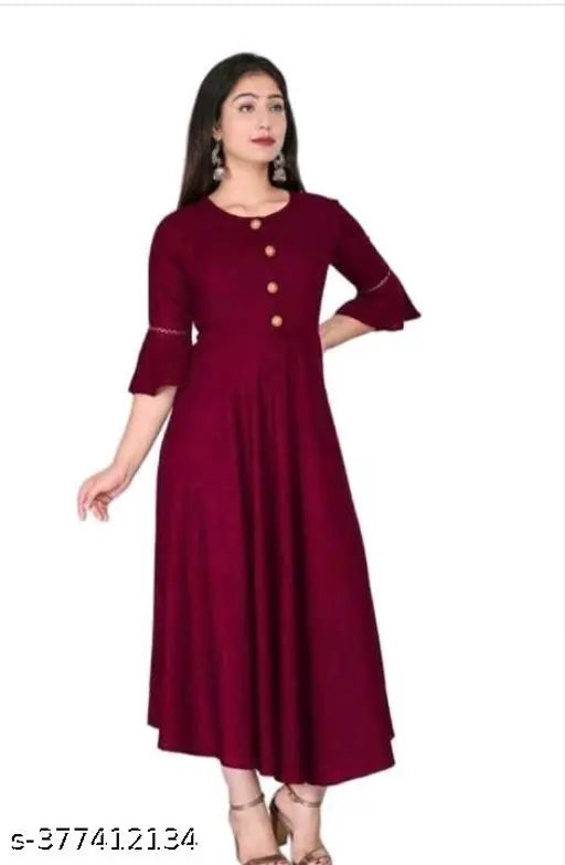 Rayon Anarkali kurti with bell sleeve, solid combo in M-XXL sizes #Indian fashion #Anarkali kurta