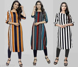 Trendy American Crepe printed kurti combo pack of 3 for casual & festive occasions, size S-XXL (36in-44in bust)