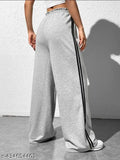 Black cotton striped jogger pants in grey, trendy casual wear for men or women