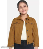 Trendy cotton denim jacket, solid pattern for kids girl (India)