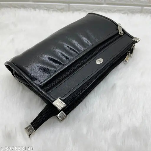 Artificial leather women's multiple pocket clutch, free size (9x2 inches), high-quality PU material