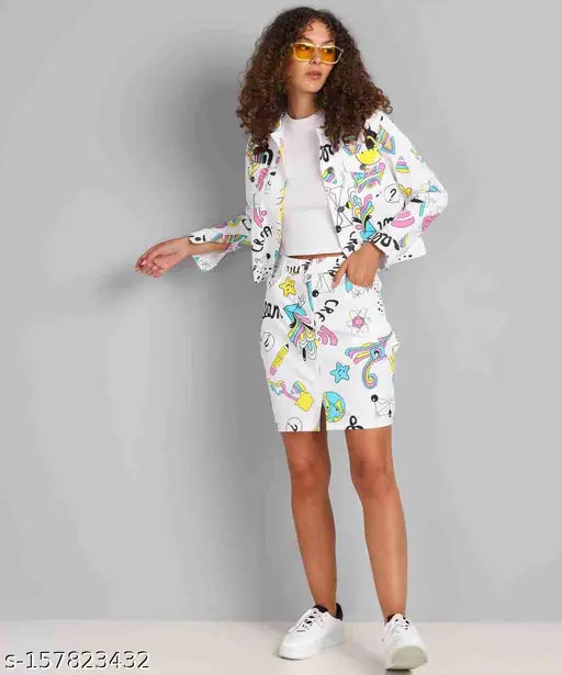 Cotton blend printed net Pretty Fashionista women's waistcoat jacket for parties, weddings, or business events - India