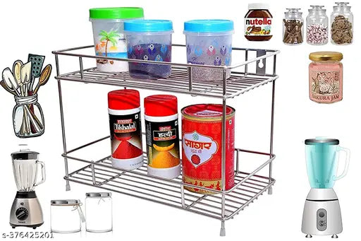 Large stainless steel spice rack, modular kitchen storage shelf/rack, perfect for organizing kitchen accessories. Made in India