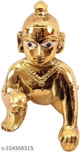 3inch brass Ashtadhatu Laddu Gopal Krishna idol for pooja, traditional Indian deity figurine