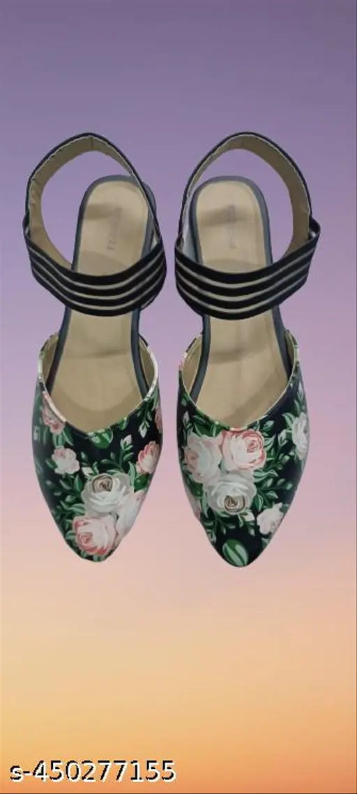 Synthetic leather black T-strap flats from Oman girls, featuring Bantu print and backstrap design