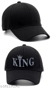 Indian-made Men's & Boys combo pack: Solid cotton base ball cap with 3D rubber printed King cap