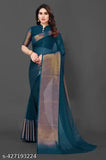 PetrolBlue Chiffon Kerala Sari, solid pattern, free size, India origin