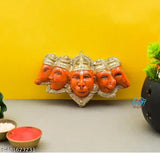 Orange poly resin Panchmukhi Hanuman Ji Murti statue, 17.6cm wide, for home decor and gifting, protection from evil eye