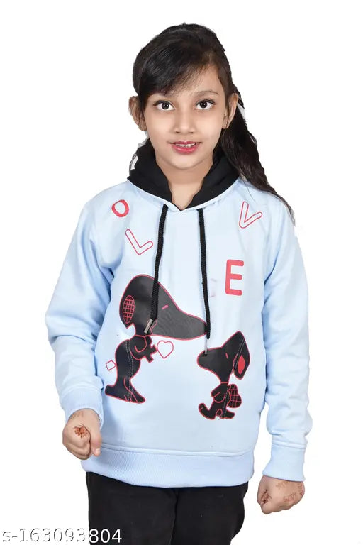 Wool printed fleece sweatshirt for girls (5-10 years), quality product from India