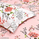 Haus Kinder floral double pink cotton bedsheet, includes 2 pillow covers - premium quality for a cool, comfortable sleep