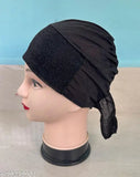 Black cotton shimmer underscarf hijab cap for Muslim women - Indian self-design head wrap