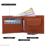 Beige faux leather Walmart boys wallet, features 2 compartments, 8 card slots, and a coin pocket. Made in India