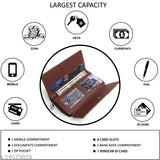 Faux leather/leatherette colorblock casual clutch for women, free size with multiple card slots and cash compartments