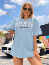 Oversized cotton blend t-shirt with back print, trendy fashion for women and girls. Brand: VEROCONIC By Veronica Elegants