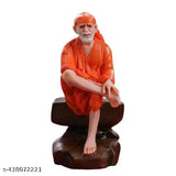 Marble Sai Baba Idol for Car Dashboard & Home Decor, compact resin figurine for spiritual protection (4cm x 9cm x 4cm)