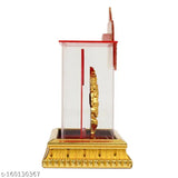 Gold-plated handpainted Ganesha idol for home decor or car dashboard, Indian craftsmanship with detailed eyes, versatile religious showpiece