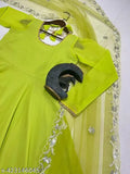 Stylish Georgette traditional gown and dupatta set for women, solid color with long sleeves, Indian fashion wear for sizes S-XXL