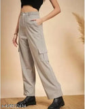 Cotton Lycra solid-colored women's cargo jeans with flap pockets, perfect for everyday wear from India