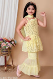 Embroidered rayon kids' anarkali set with palazzo bottoms, 12-18M & 1-2Y