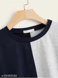 Colorblocked cotton crop half-half t-shirt, short sleeves, vibrant and trendy fashion for women