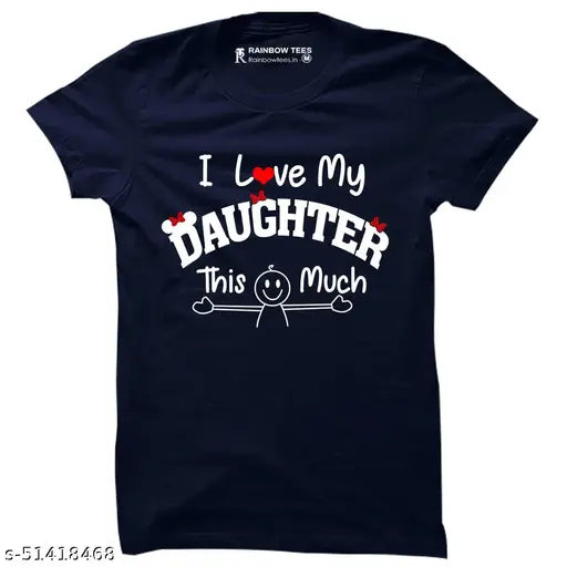 Cotton RAINBOWTEES men's I love my DAUGHTER shirt, colorful print on short-sleeved regular fit tee, size S (38in chest)