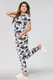 Printed polyester nightsuit, alluring design, premium quality women's sleepwear, exotic Indian collection