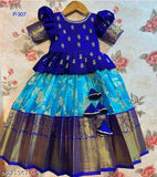 Tinkle Comfy Kids Girls Lehanga Cholis: Cotton silk zari stitch lehenga with short sleeves in various sizes, Indian-origin