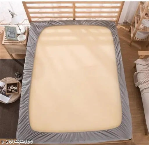 Golden Glace cotton fitted queen bedsheet & pillow covers (180 thread count), geometric pattern, elastic border, neat finish, machine washable