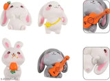 Multicolor miniature rabbit figurines (4pcs), durable poly resin, perfect for home decor, living room, office, garden, DIY projects