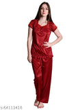Purple and Maroon satin pyjama set by Nightdoll, perfect for bedroom or special nights