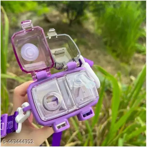 Blue Mickey Square Dual Mouth Kids Water Bottle - 520ml, high-quality plastic, leak-proof