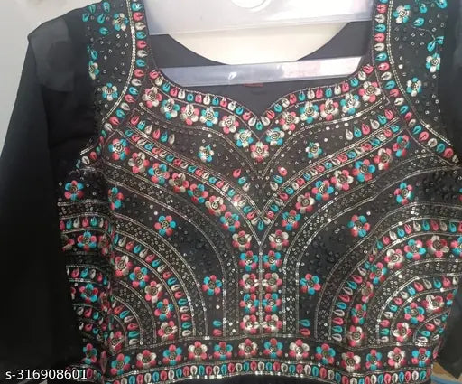 Georgette print three-quarter sleeve kurti for women and girls, Indian partywear under 499 rupees