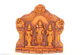 Golden polymarble Murugan Valli Devayani wooden-style statue, 6cm L x 5cm H x 2cm B, Indian handcrafted god idol for living room decor