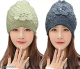 Winter soft wool beanie (pack of 2), self-designed pompom knitted cap - free size, traditional winter accessory