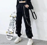 Cotton cargo pants for women and girls, solid net, size options available from 26-34 inches (waist/hip/length)