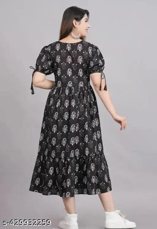 Pure cotton Anarkali kurtis with printed combo, short sleeves, rayon fabric - Indian women's fashion for L(40in/48in), XL(42in/48in), XXL(44in/48in)