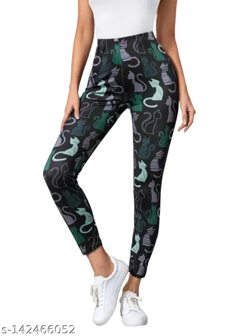Printed net Lycra jeggings for women and girls, available in sizes 26-36 inches. Made in India