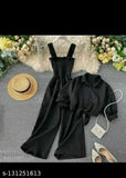 Indian Poly Crepe Jumpsuit 0011, sleeveless and solid net, available in sizes S, M, L