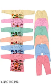 Soft cotton blend princess funky top & bottom sets for boys and girls, vibrant printed tops with solid bottoms, 0-18 months sizes, made in India