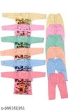 Soft cotton blend princess funky top & bottom sets for boys and girls, vibrant printed tops with solid bottoms, 0-18 months sizes, made in India