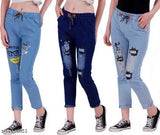 Stylish latest denim jeggings for women, solid pattern, size 24/26, 28, or 30