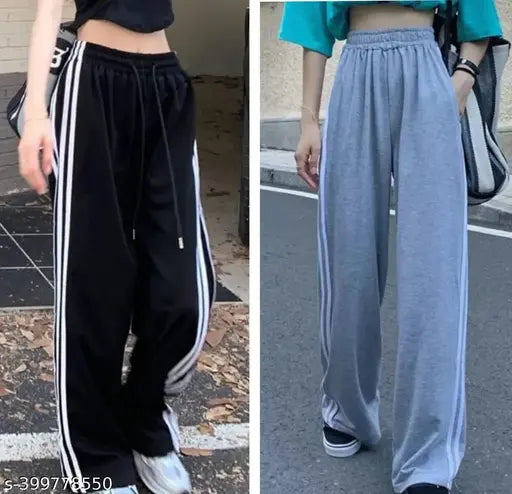 Black and Grey Cotton Women's Jogger Combo Pack - 28" waist, 38" length