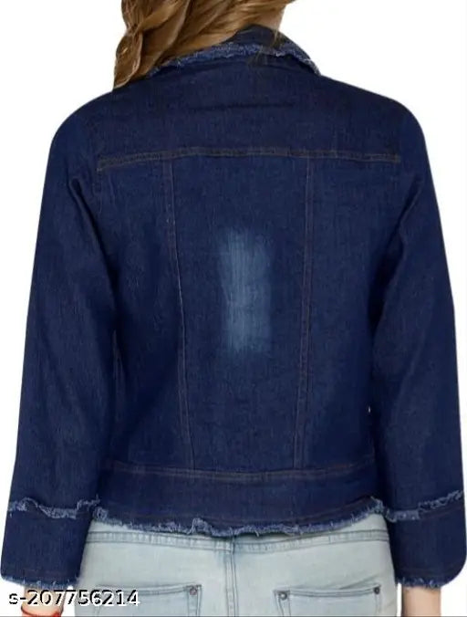 Stylish denim jacket for kids, solid color, long sleeves. Sizes: 10-16 years, made in India